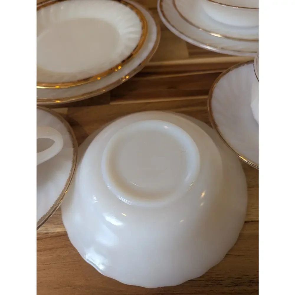 Vintage Lenox Ivory Fine China Gold Trim Set 12 Piece Service for 4 Dinnerware